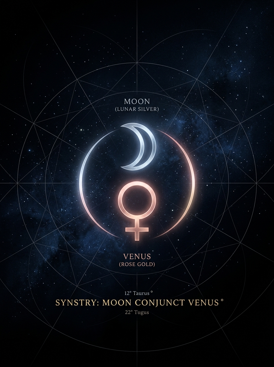 Moon Conjunct Venus in Synastry: The Tender Current That Turns Chemistry into Care