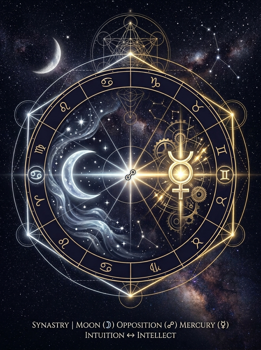 Moon Opposite Mercury in Synastry: When Feeling and Speech Pull Against Each Other