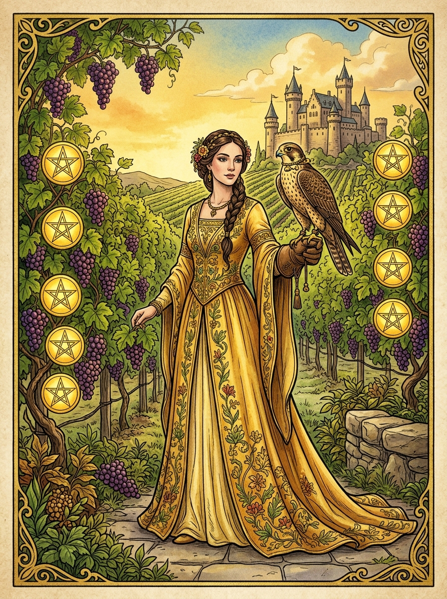 Nine of Pentacles: Sovereignty, Refinement, and the Graceful Harvest