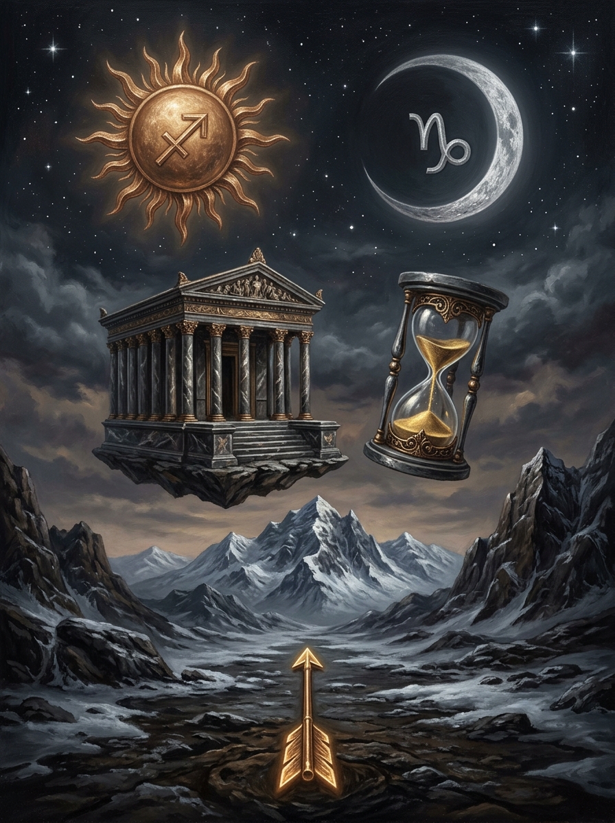 Sun in Sagittarius, Moon in Capricorn: The Strategist of Horizons