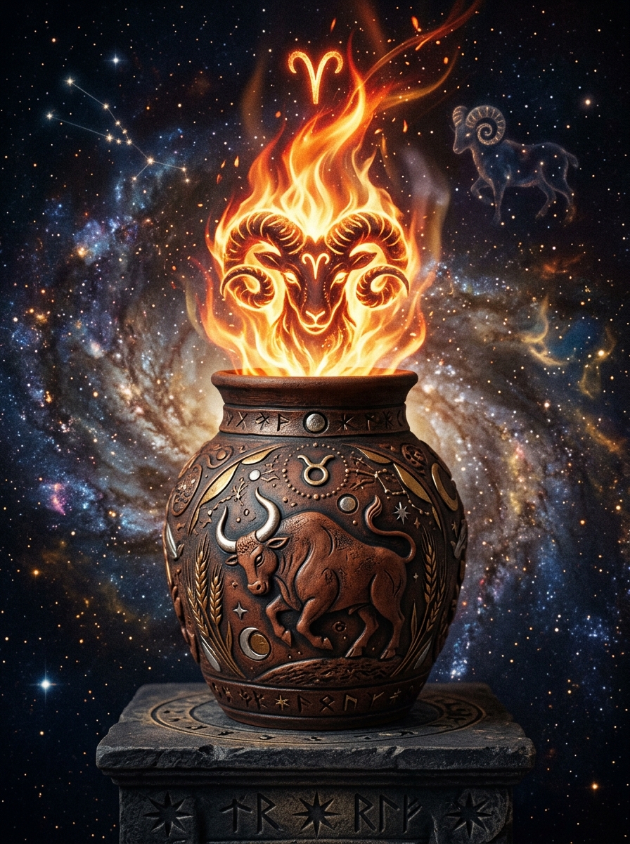 Sun in Taurus, Moon in Aries: The Alchemical Flame in the Clay Vessel