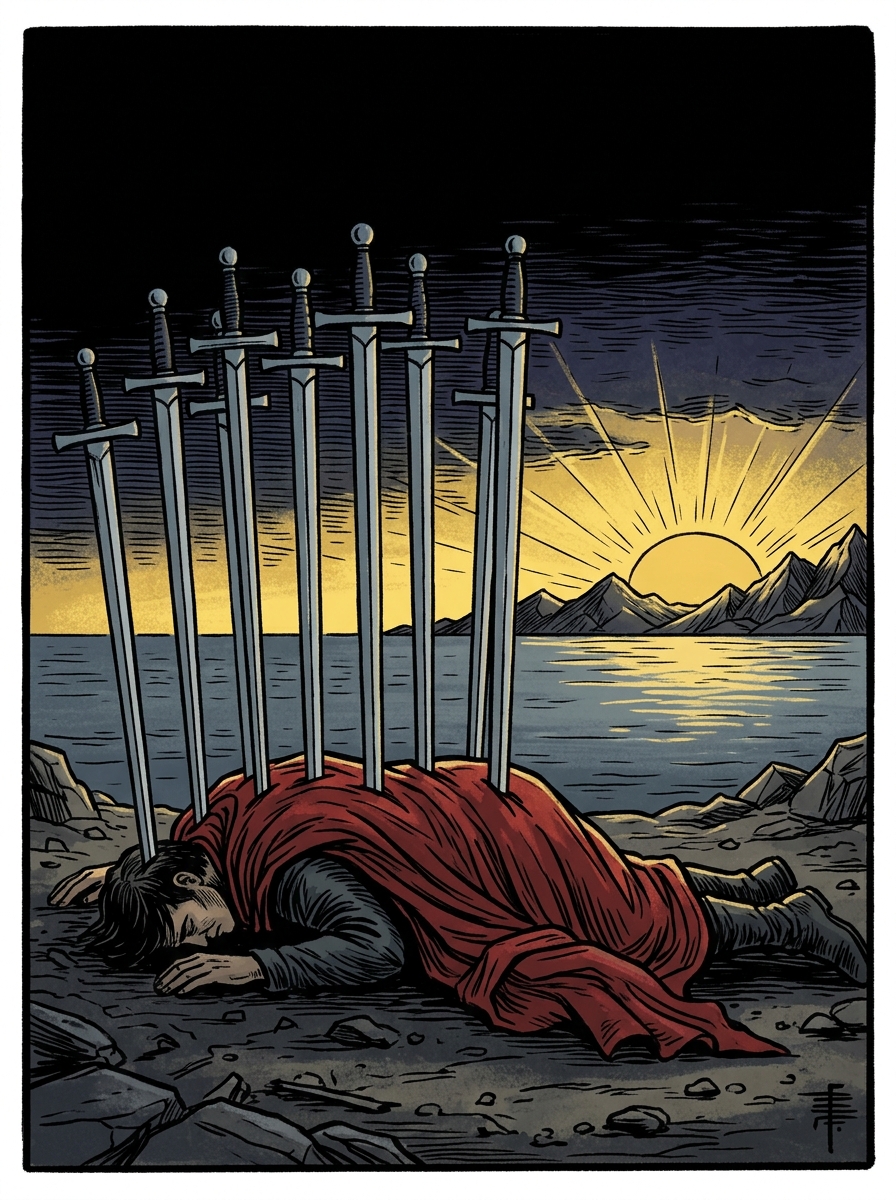 Ten of Swords: Tarot Card Meaning, Symbolism, and Spiritual Rebirth