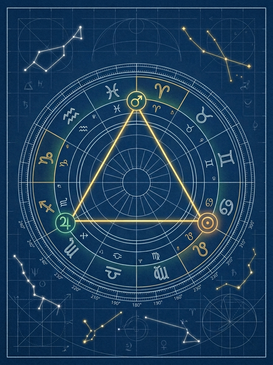 The Grand Trine: Sacred Geometry, Elemental Flows, and the Trap of Harmonic Inertia