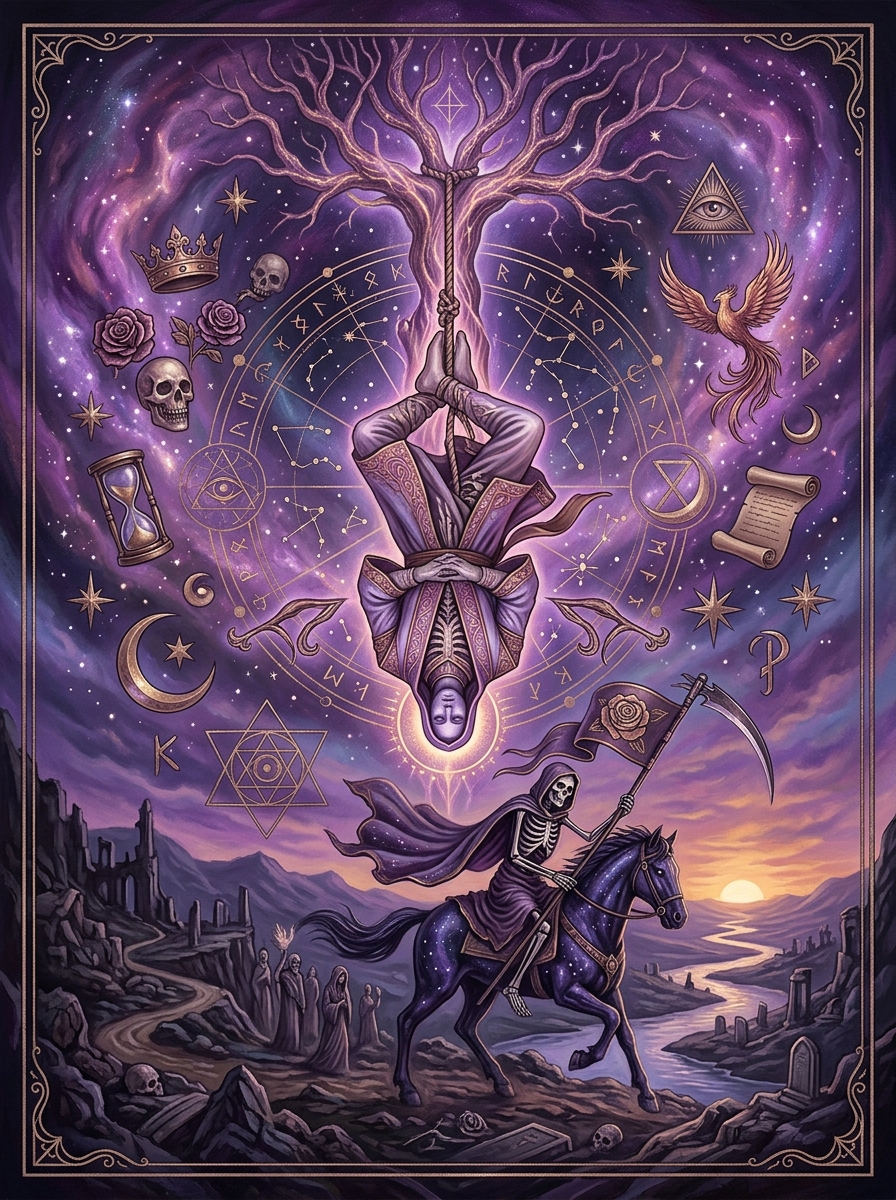 The Hanged Man and Death: From Sacred Suspension to Necessary Transformation