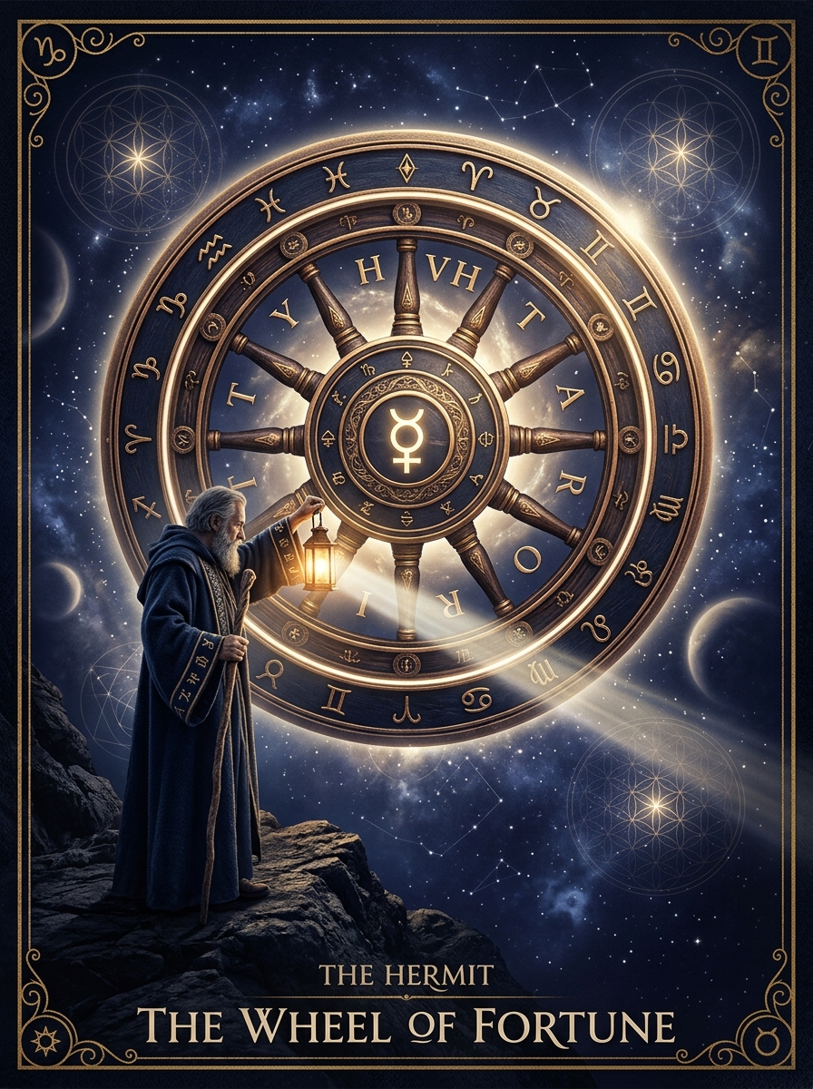 The Hermit and The Wheel of Fortune Tarot Combination