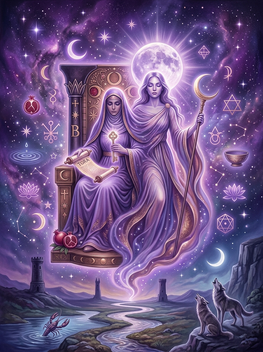 The High Priestess and The Moon Tarot Card Combination: Navigating Subconscious Waters