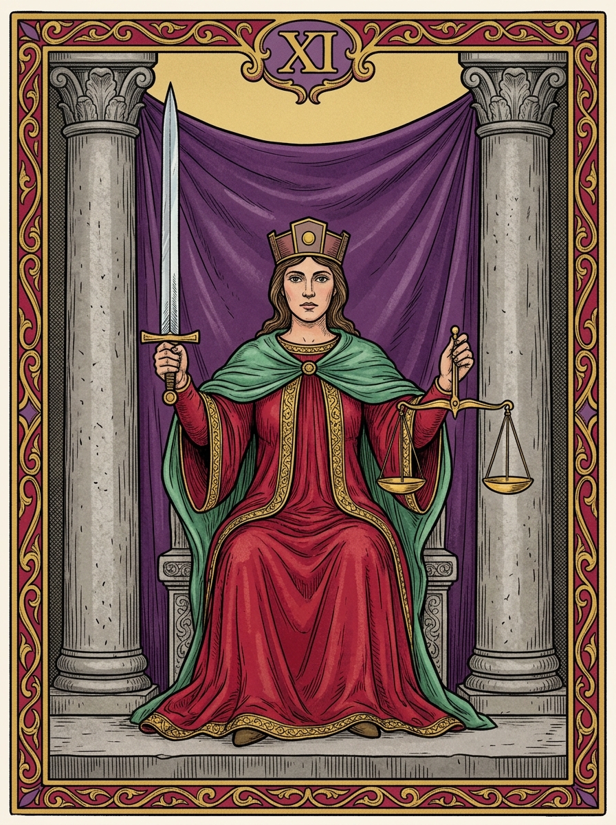 The Justice Tarot Card: Cosmic Balance, Truth, and Ethical Integrity