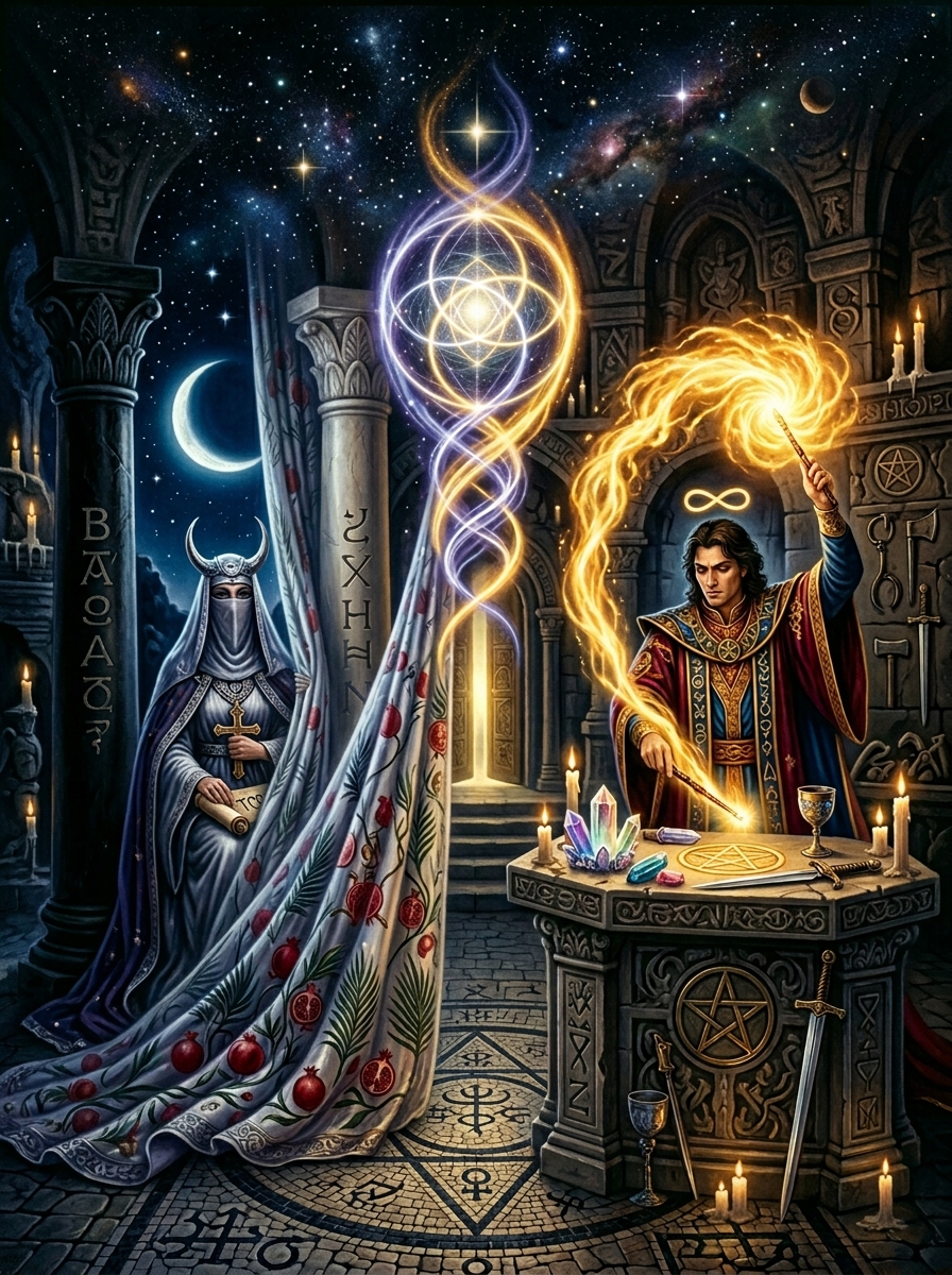 The Magician and the High Priestess: Power That Knows, Silence That Acts