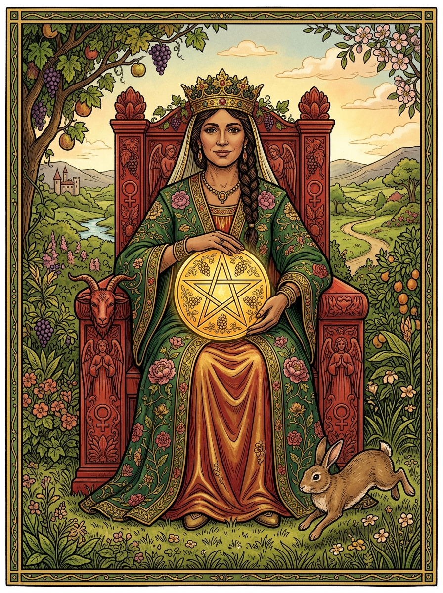 The Queen of Pentacles: Archetype of Somatic Intelligence and Practical Abundance