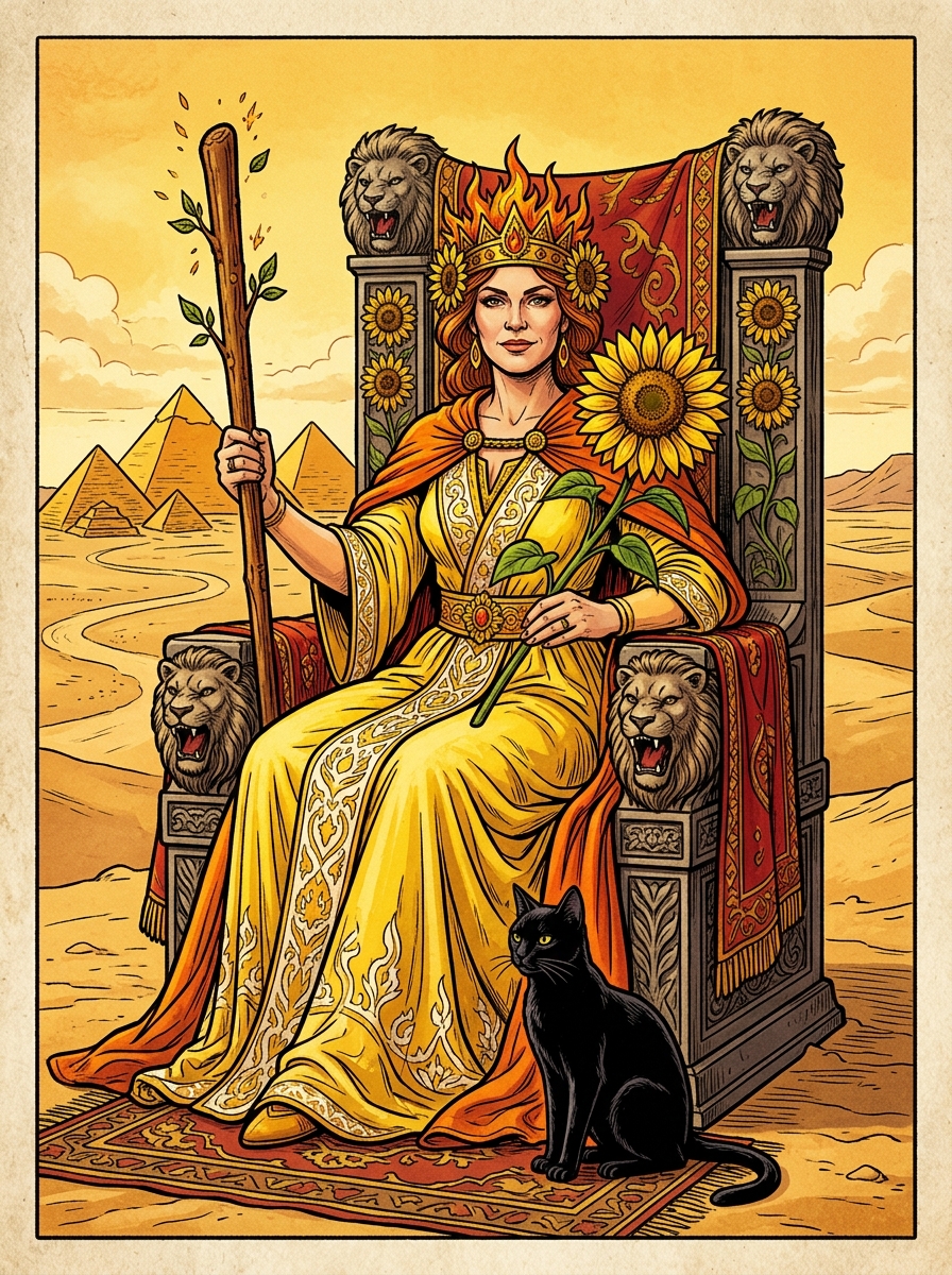 The Queen of Wands: The Sovereign of Fire, Magnetism, and Instinctual Power