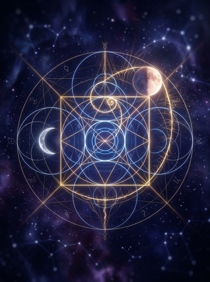 The Waxing Crescent and First Quarter Moon: Sacred Geometry, Individuation, and the Archetypes of Growth
